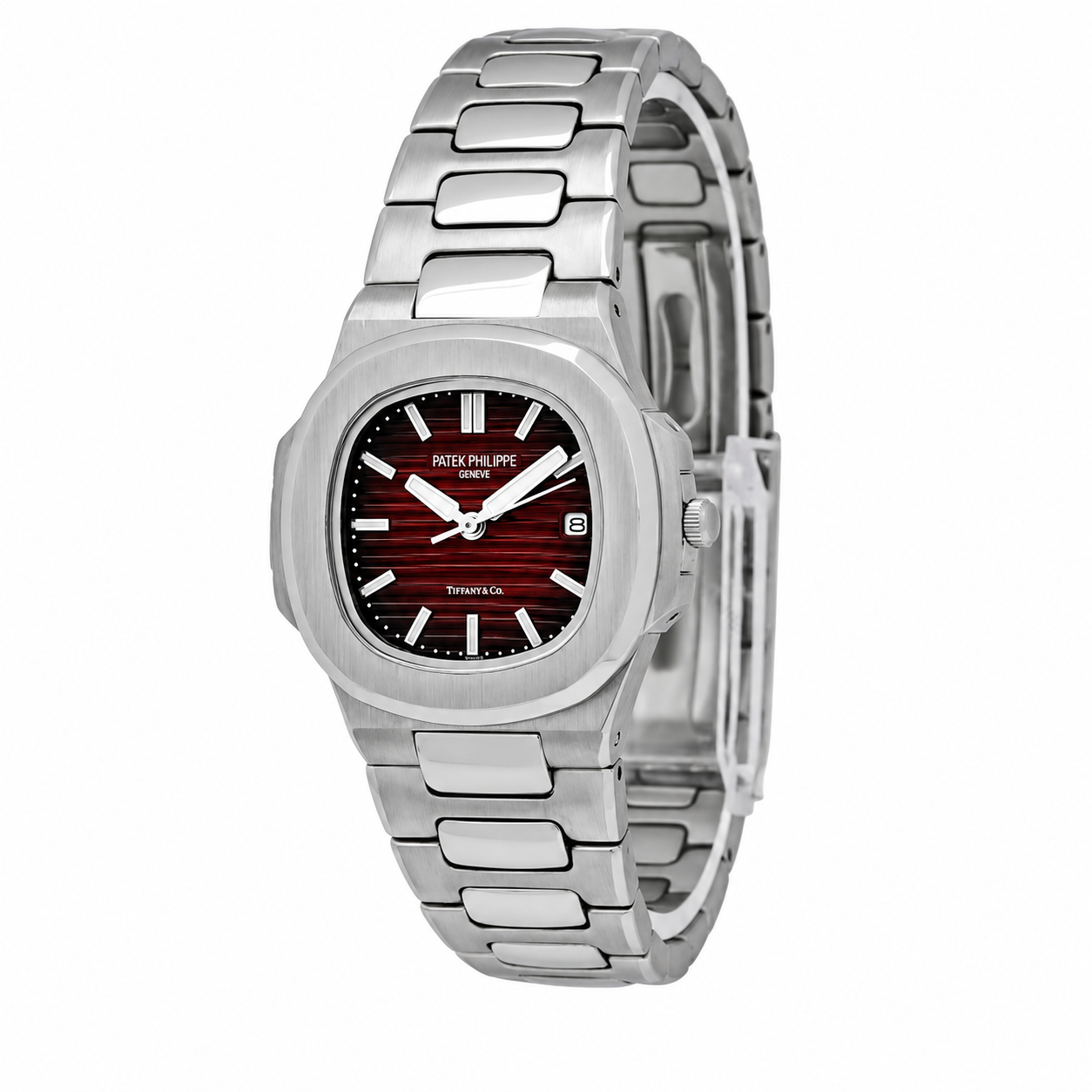 ساعت زنانه پتک فیلیپ ناتیلوس | مدل Patek 7246-L | سیلور صفحه زرشکی لوکس